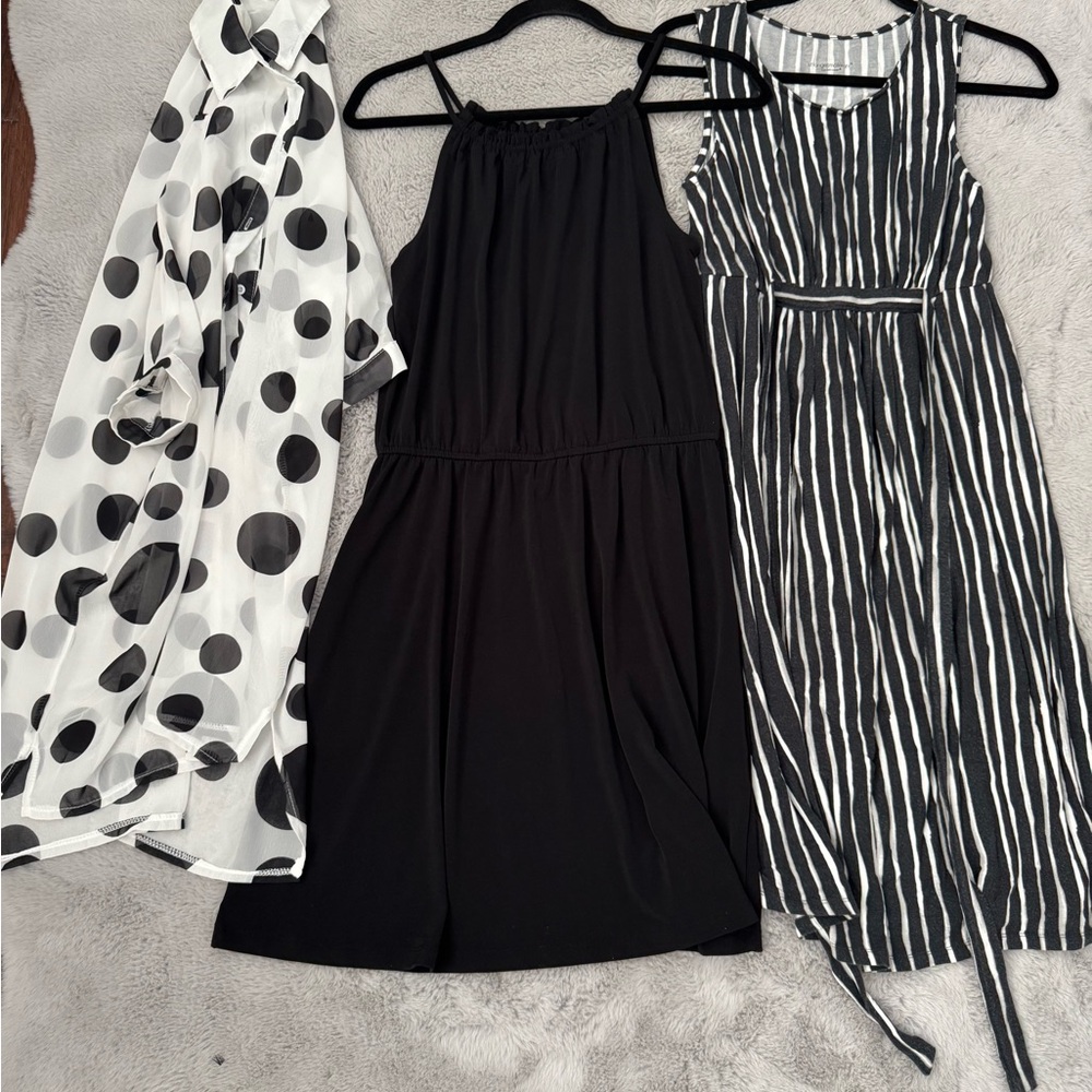 3pcs Elegant Black and White Dress Collection
